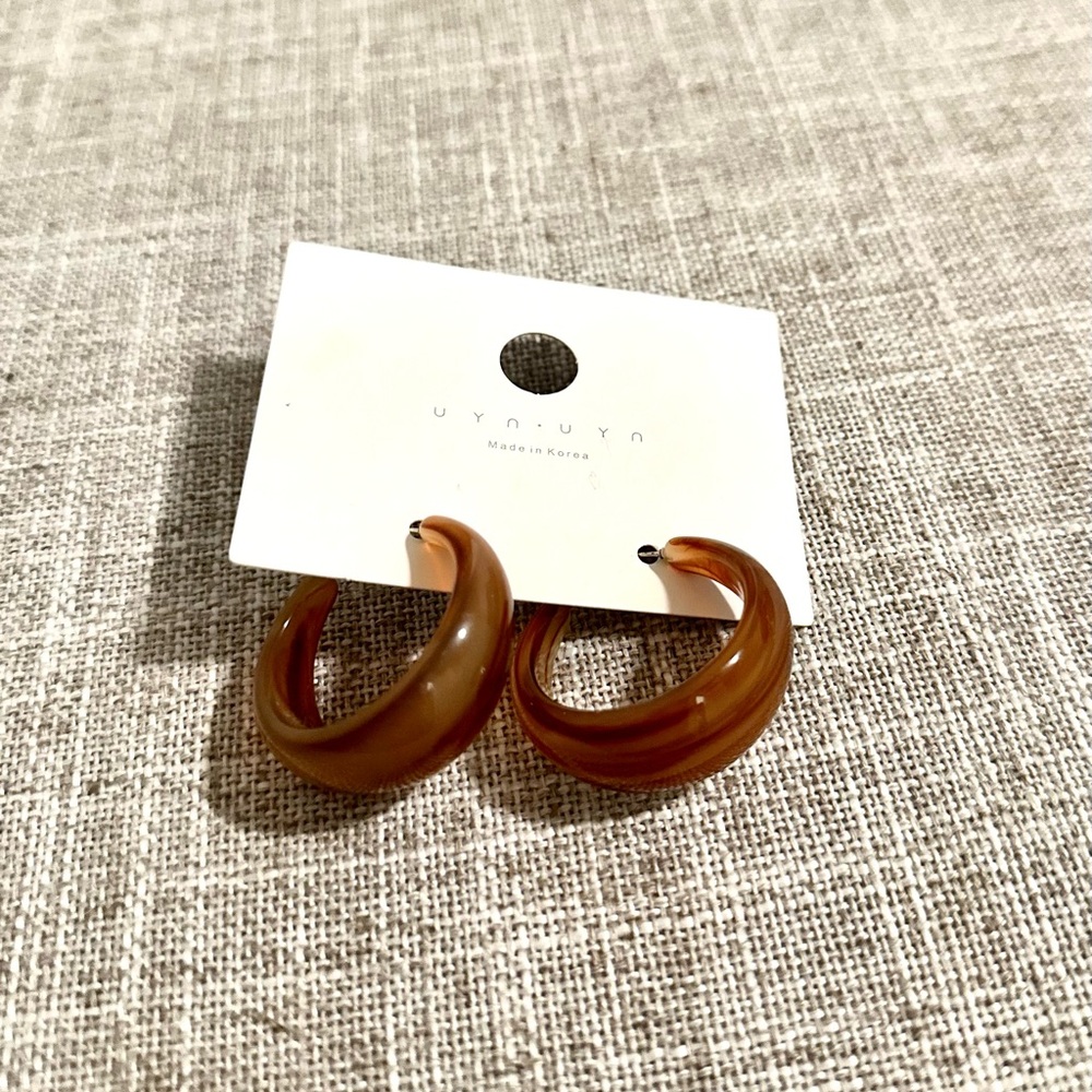 New Brown C Hoop Earrings